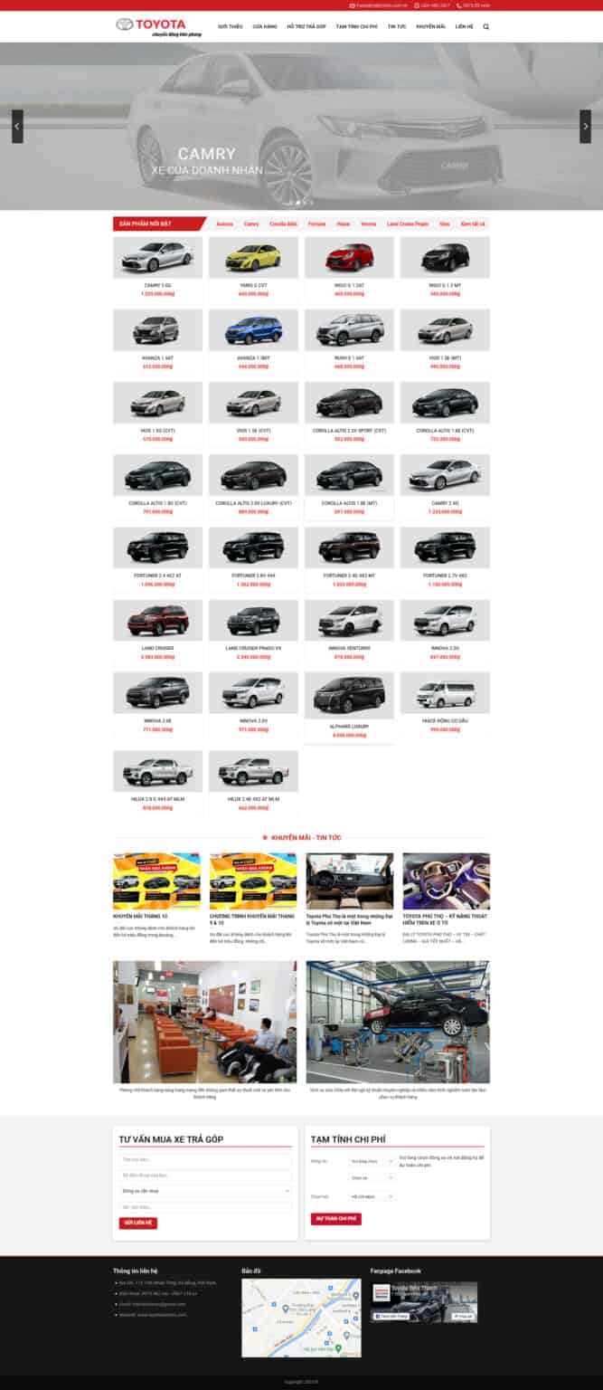 Theme wordpress bán ô tô toyota 2